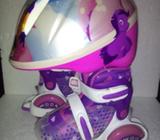 Patines Roller Derby y Casco Para Niñas de 3@5 Años
