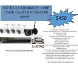 Kit de 5 Cámaras IP 1080p ICAMI con NVR de 8 Canales