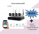 Kit de 4 Cámaras WIFI IP Alta Resolución con NVR (precio NO incluye Disco Duro)